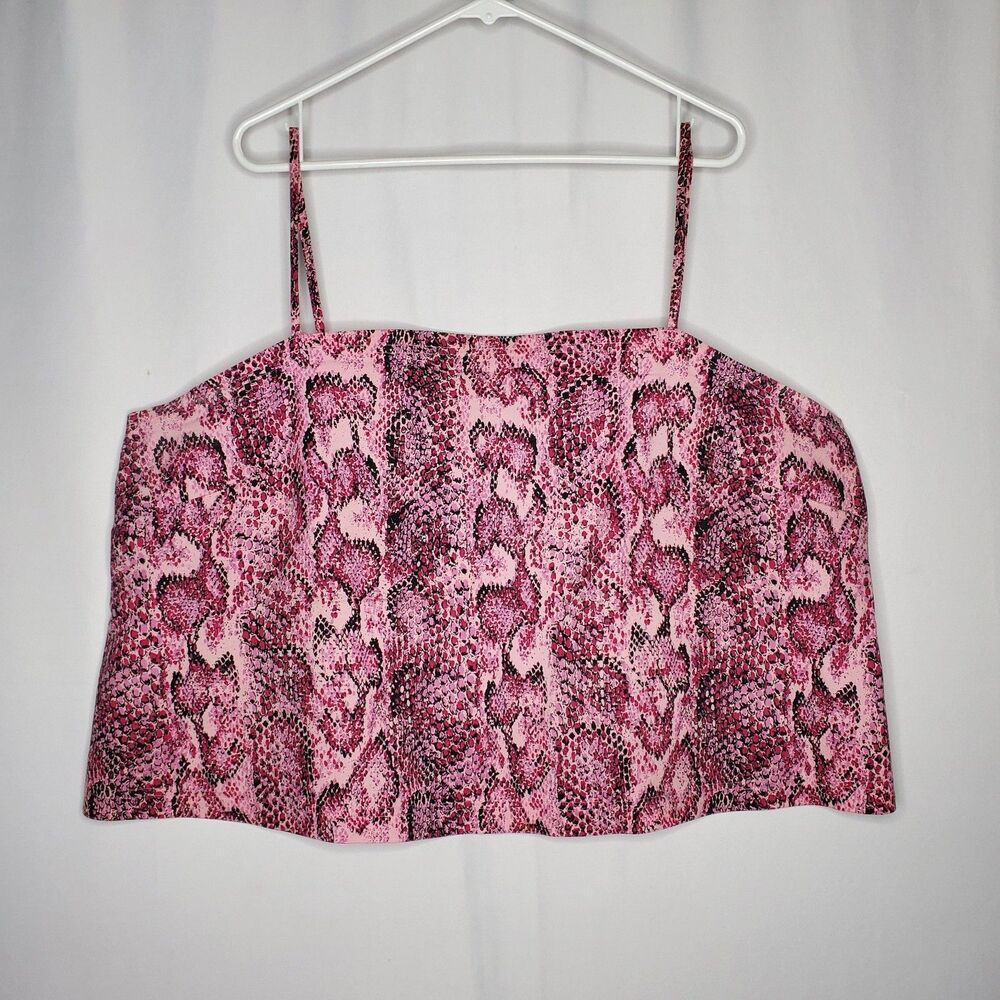 Ashley Stewart Vtg Crop Cami  Women 26 Pink Cotton Snakeskin Animal‎ 90s Grunge